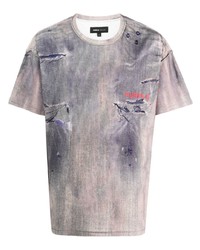 hellblaues verziertes T-Shirt mit einem Rundhalsausschnitt von purple brand