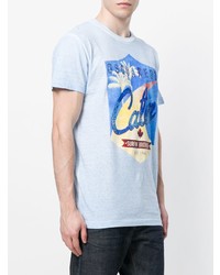 hellblaues verziertes T-Shirt mit einem Rundhalsausschnitt von DSQUARED2