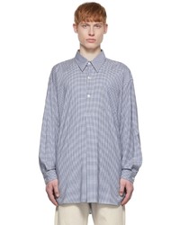 hellblaues Wolllangarmhemd mit Vichy-Muster