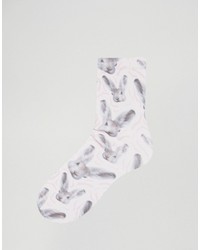 hellviolette bedruckte Socken von Monki