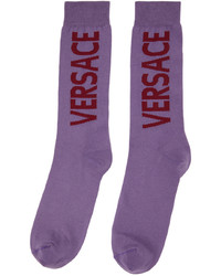 hellviolette bedruckte Socken von Versace