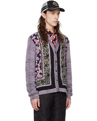 hellviolette bedruckte Strickjacke von Anna Sui