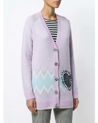 hellviolette bedruckte Strickjacke von Coach