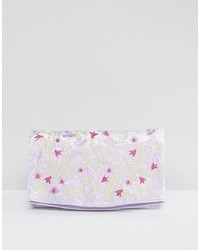 hellviolette bestickte Samt Clutch