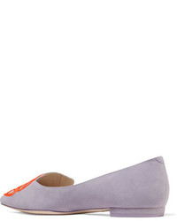 hellviolette bestickte Wildleder Ballerinas von Sophia Webster