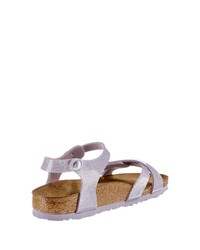 hellviolette flache Sandalen aus Leder von Birkenstock