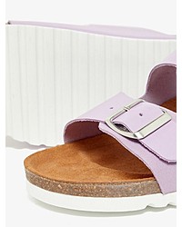 hellviolette flache Sandalen aus Leder von Vero Moda
