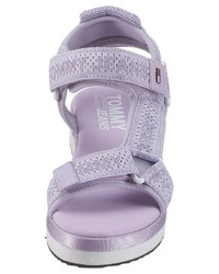 hellviolette flache Sandalen aus Segeltuch von Tommy Jeans