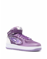 hellviolette hohe Sneakers aus Leder von Enterprise Japan