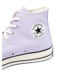 hellviolette hohe Sneakers aus Segeltuch von Converse