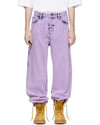 hellviolette Jeans mit Acid-Waschung