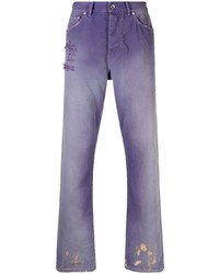 hellviolette Jeans mit Destroyed-Effekten von purple brand