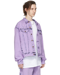 hellviolette Jeansjacke mit Acid-Waschung von drew house