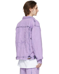 hellviolette Jeansjacke mit Acid-Waschung von drew house