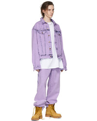 hellviolette Jeansjacke mit Acid-Waschung von drew house