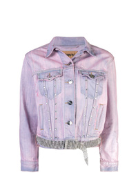 hellviolette Mit Batikmuster Jeansjacke