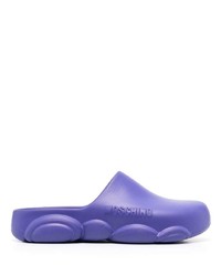 hellviolette klobige Leder Slipper