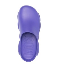 hellviolette klobige Leder Slipper von Moschino