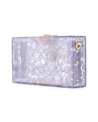 hellviolette Leder Clutch mit Blumenmuster von Dolce & Gabbana