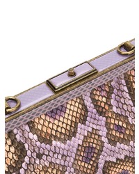 hellviolette Leder Clutch mit Schlangenmuster von Bottega Veneta