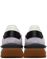hellviolette Leder niedrige Sneakers von Tom Ford