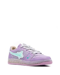 hellviolette Leder niedrige Sneakers von Enterprise Japan