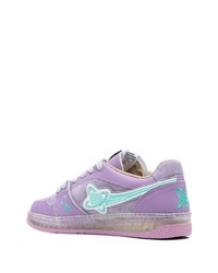 hellviolette Leder niedrige Sneakers von Enterprise Japan