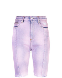 hellviolette Mit Batikmuster Bermuda-Shorts aus Jeans