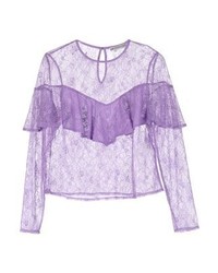 hellviolette Spitze Langarmbluse von Even&Odd