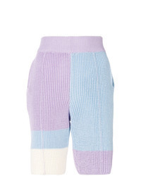 hellviolette Strick Bermuda-Shorts