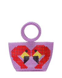hellviolette Perlen Shopper Tasche von Delduca
