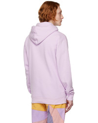 hellvioletter bedruckter Fleece-Pullover mit einem Kapuze von KidSuper