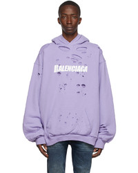 hellvioletter bedruckter Pullover mit einem Kapuze von Balenciaga
