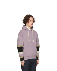 hellvioletter bedruckter Pullover mit einem Kapuze von JW Anderson