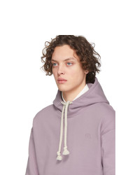 hellvioletter bedruckter Pullover mit einem Kapuze von JW Anderson