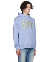 hellvioletter bedruckter Pullover mit einem Kapuze von Billionaire Boys Club