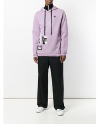 hellvioletter bedruckter Pullover mit einem Kapuze von Damir Doma