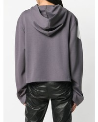 hellvioletter bedruckter Pullover mit einer Kapuze von Damir Doma