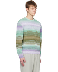 hellvioletter horizontal gestreifter Pullover mit einem Rundhalsausschnitt von Solid Homme