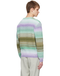 hellvioletter horizontal gestreifter Pullover mit einem Rundhalsausschnitt von Solid Homme