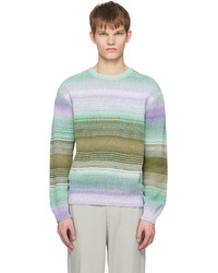 hellvioletter horizontal gestreifter Pullover mit einem Rundhalsausschnitt von Solid Homme