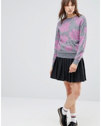 hellvioletter Pullover mit Blumenmuster von YMC