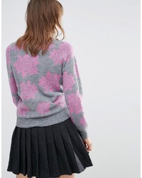 hellvioletter Pullover mit Blumenmuster von YMC