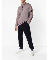 hellvioletter Pullover mit einem Kapuze von Stone Island