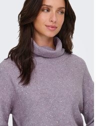hellvioletter Rollkragenpullover von Only