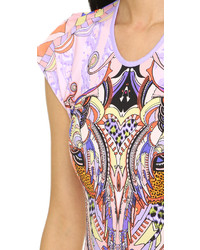 hellviolettes bedrucktes figurbetontes Kleid von Just Cavalli