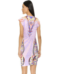 hellviolettes bedrucktes figurbetontes Kleid von Just Cavalli