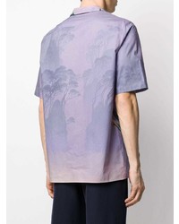 hellviolettes bedrucktes Kurzarmhemd von Valentino