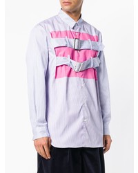 hellviolettes bedrucktes Langarmhemd von Comme Des Garcons SHIRT