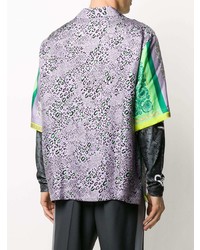 hellviolettes bedrucktes Langarmhemd von Versace